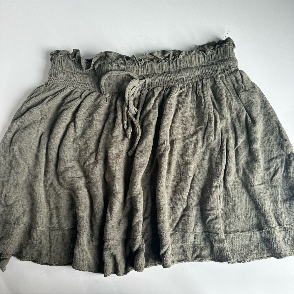 Green mini skirt